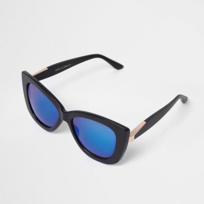 Black cat eye blue tint sunglasses